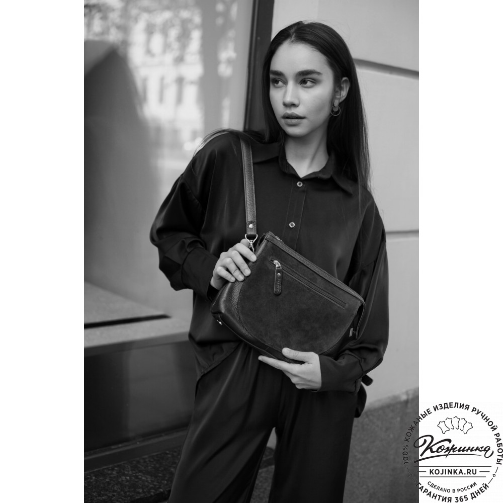 Женская кожаная сумка "Валери" (чёрная)